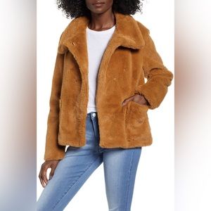 Leith: Fur-fect Faux Fur Lined Jacket In Coral Cedar NWOT